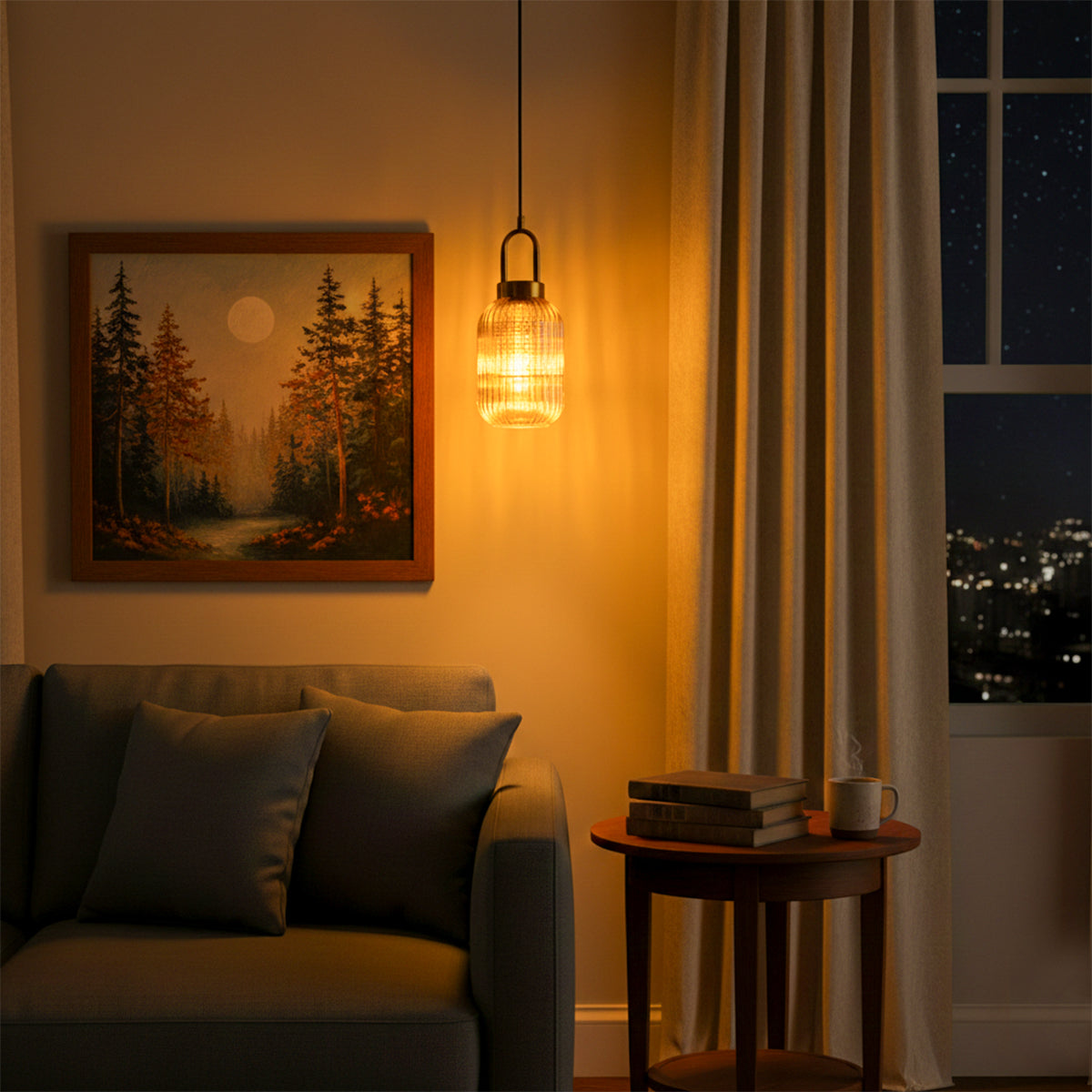 Buy Shadow Play Sleek Amber Pendant Light bedroom