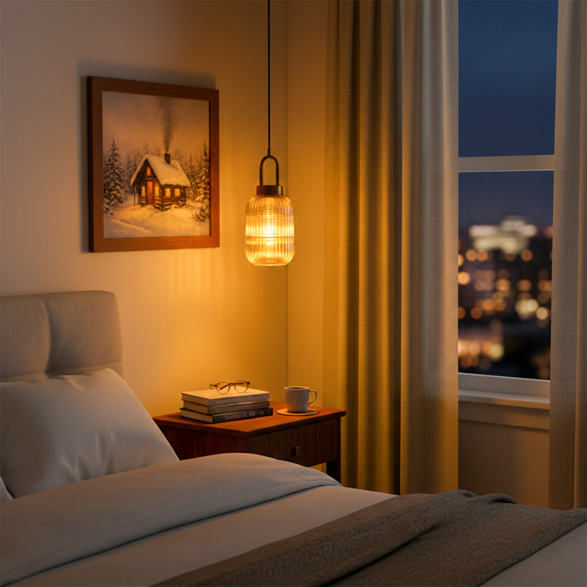 Buy Shadow Play Sleek Amber Pendant Light bedroom