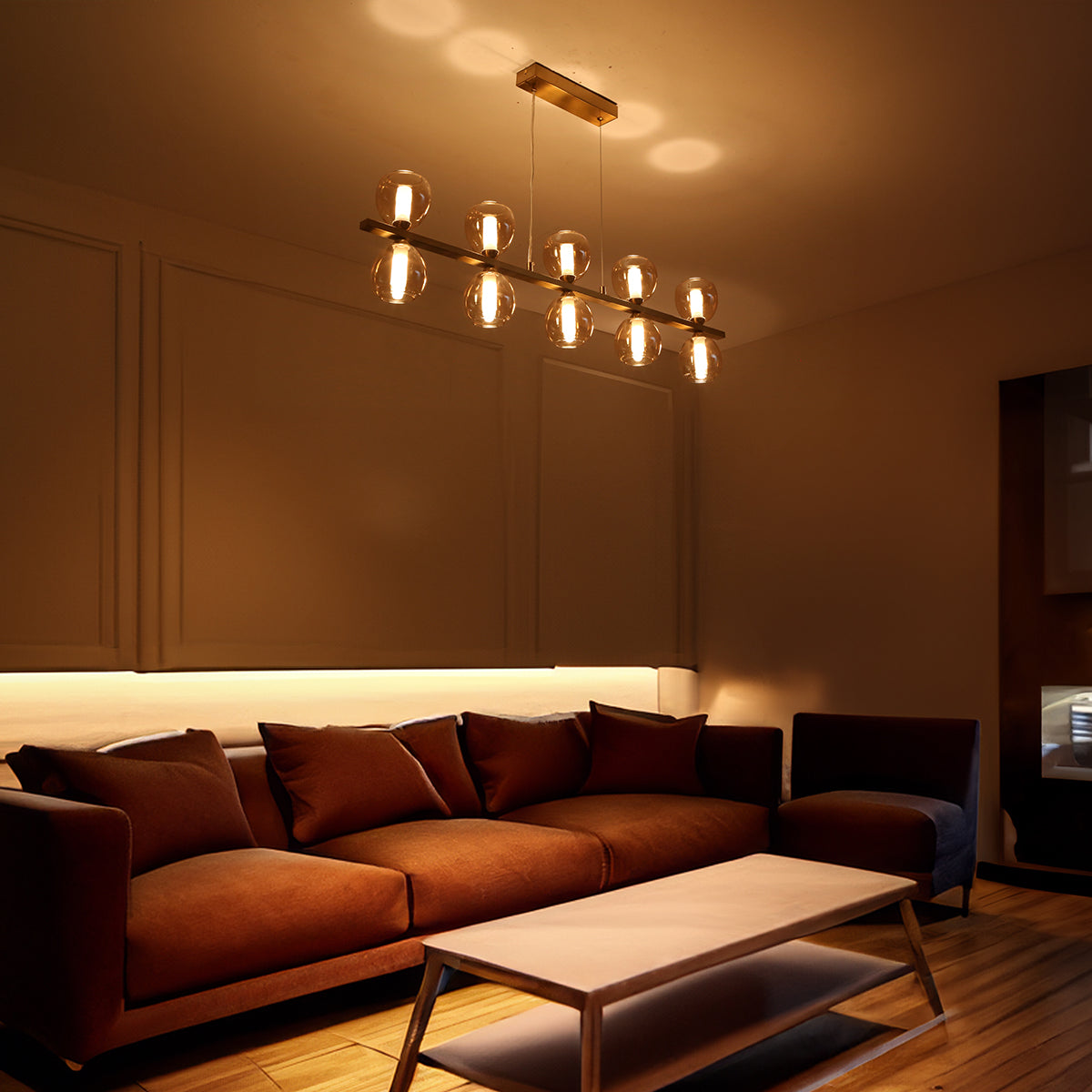 Stability Long LED Chandelier for Dining & Modern Home | Light & Living