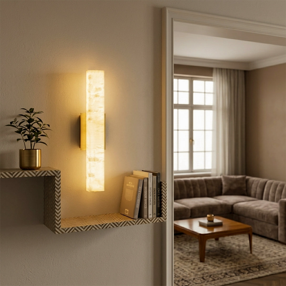 Buy Straight up Marble Medium LED Wall Light livingroom