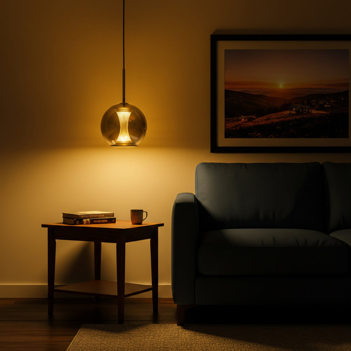 Buy Visionary Smoke Glass Round LED Pendant Light home Living Room