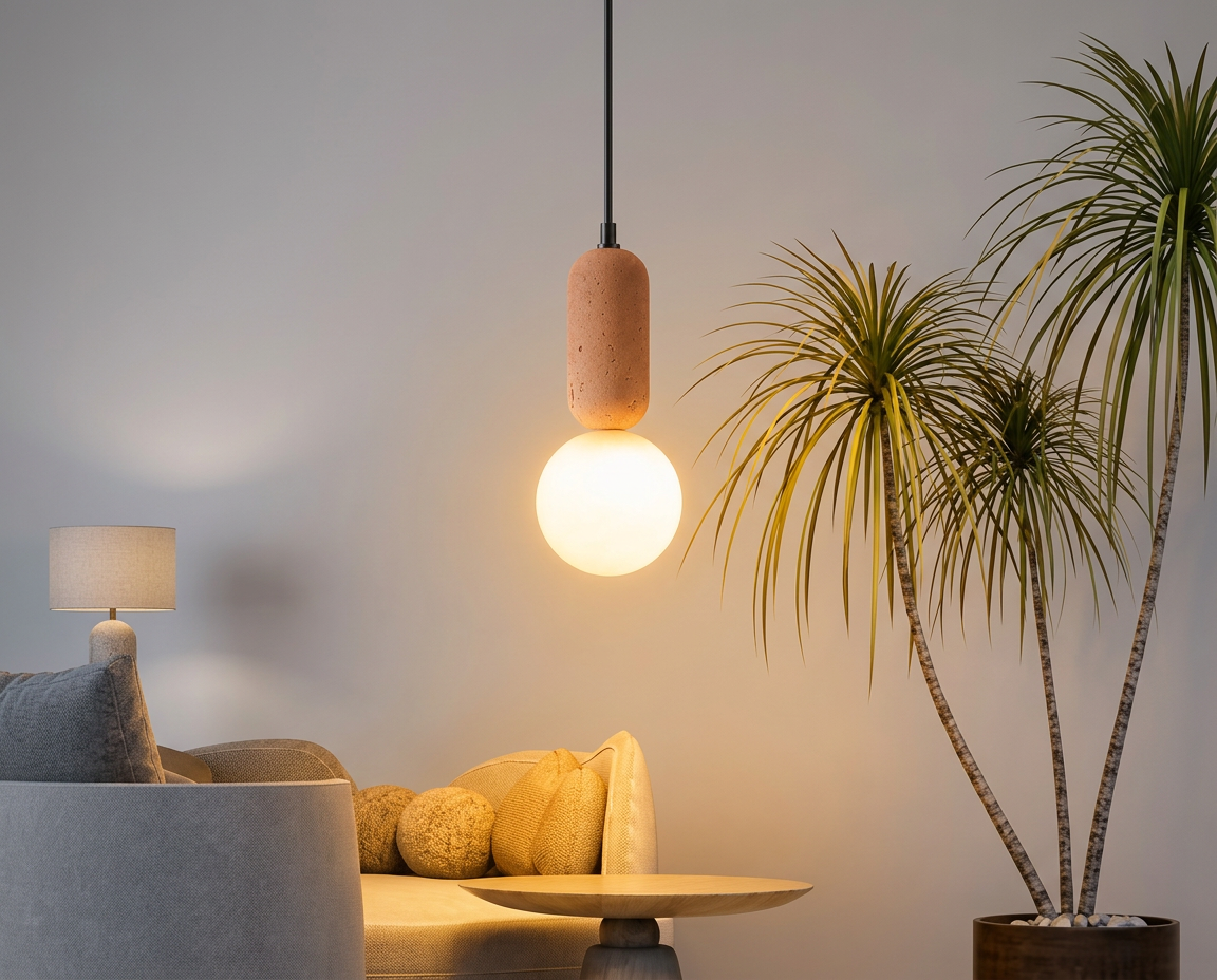 Shop Moon Beams Travertine LED Pendant Light Online