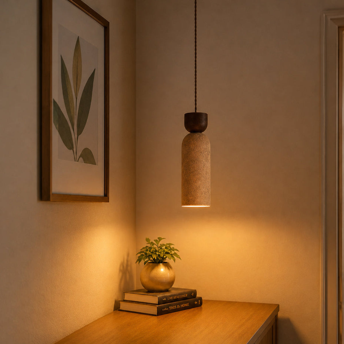 Shop Travertine Aura Pendant Light Corner Hanging