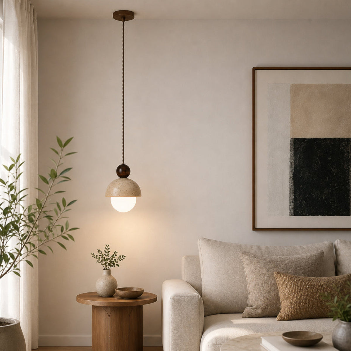 Travertine Globe LED Pendant Light
