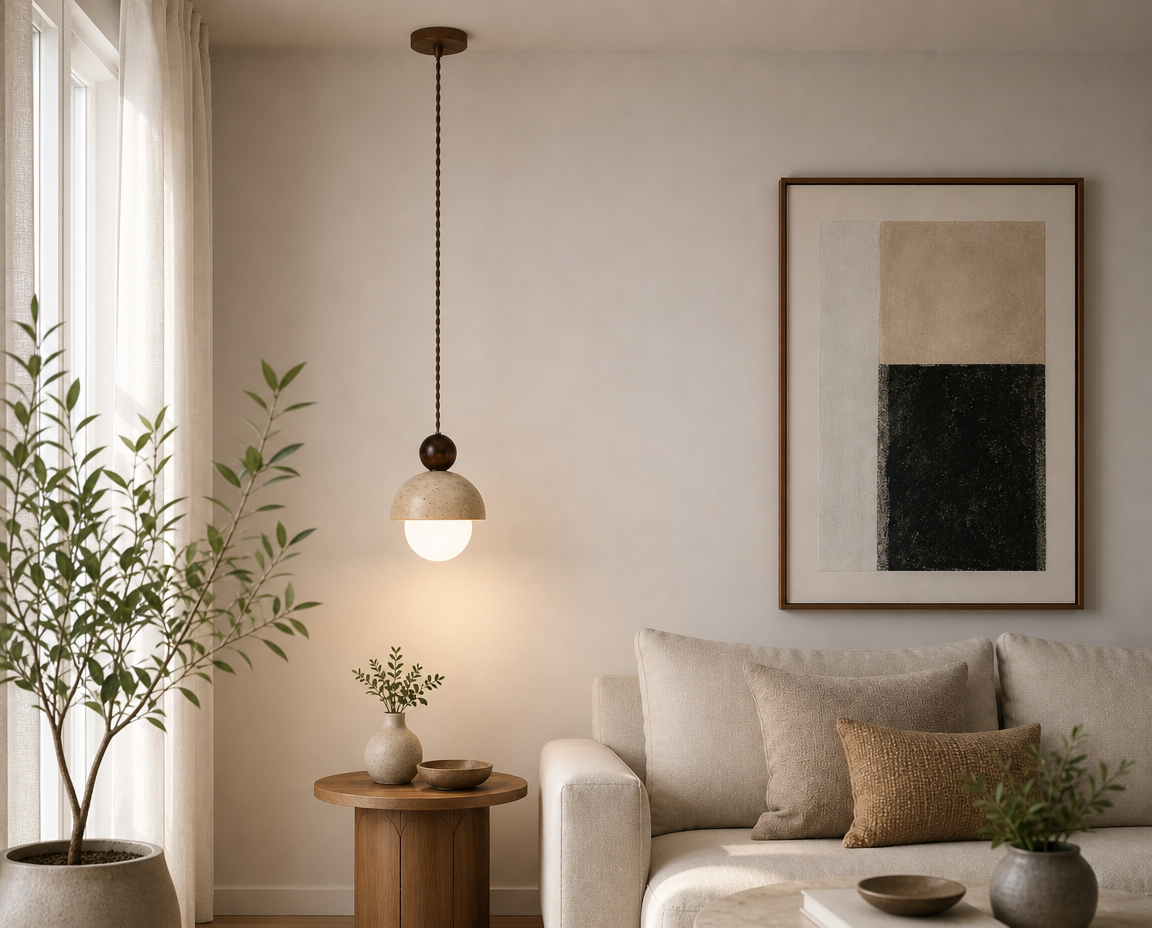 Travertine Globe LED Pendant Light