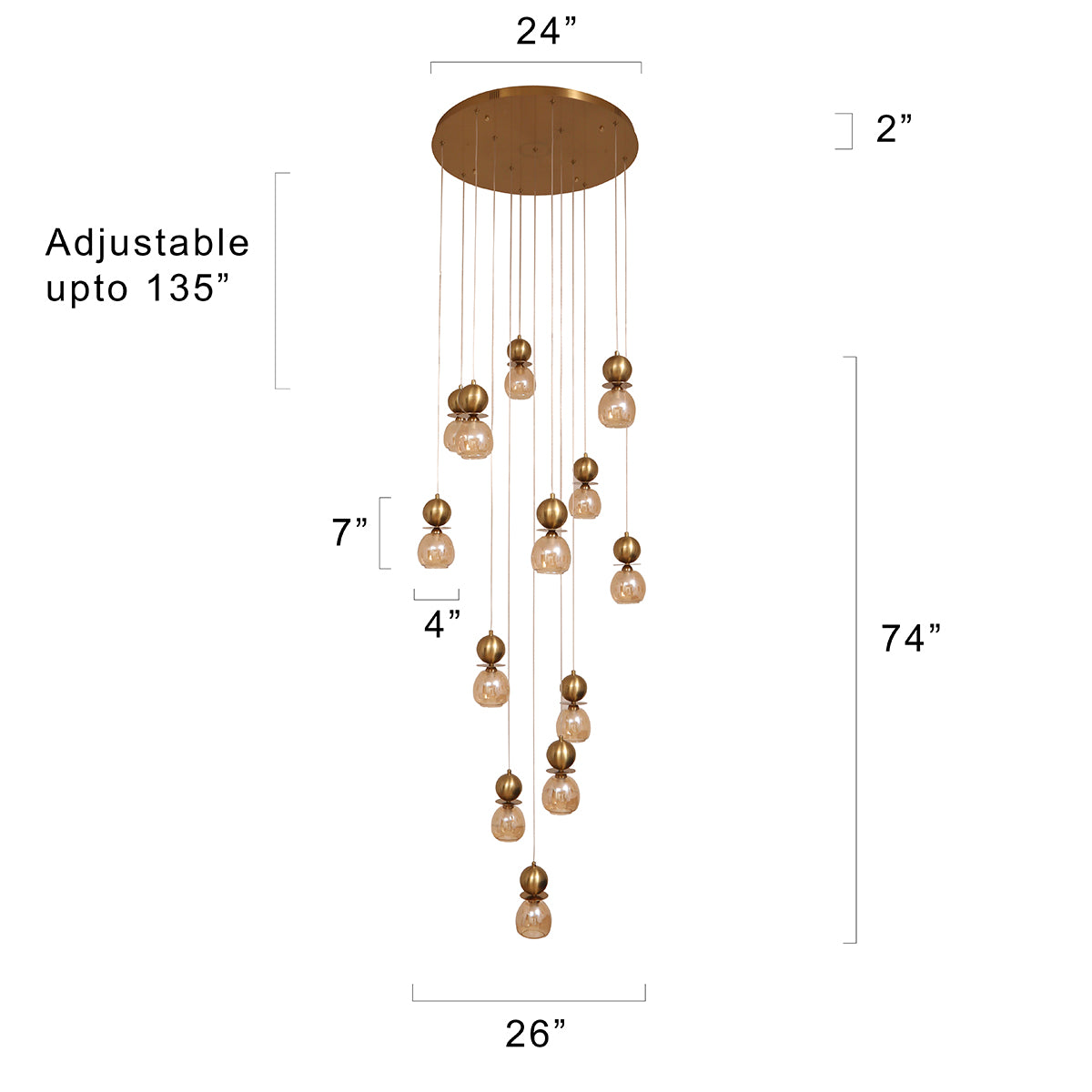 Beautiful Day Brass Double Height LED Chandelier