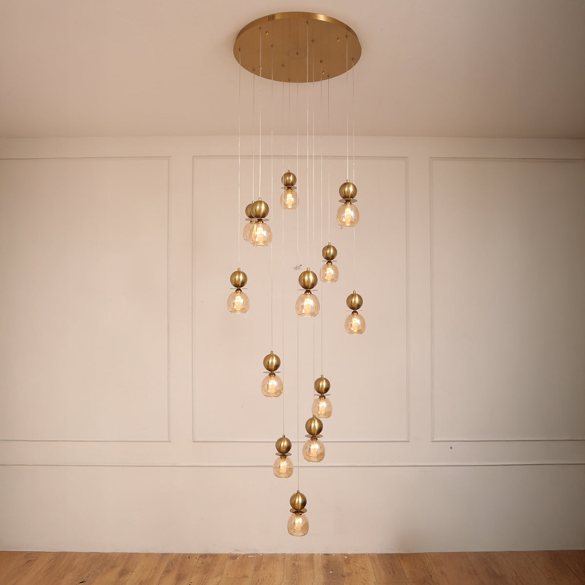Beautiful Day Brass Double Height LED Chandelier