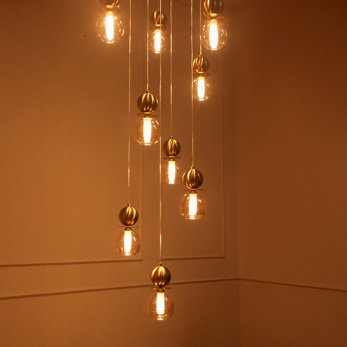 Beautiful Day Brass Double Height LED Chandelier