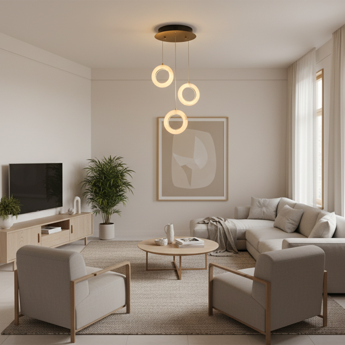 Shop Nature Lover 3 Light Marble LED Chandelier Dining Room