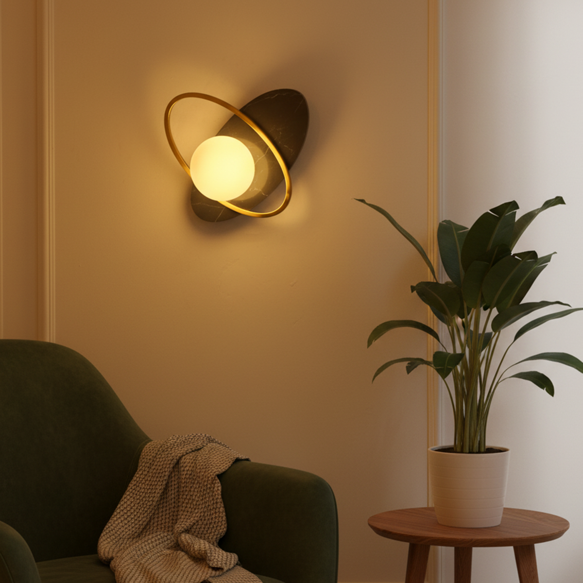 Shop Fun Loving Black Marble LED Wall Light Bangalore