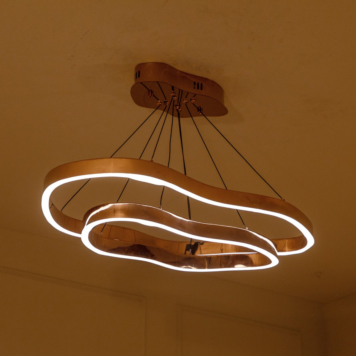 Shop Grandeur Double Ring Smart (Dimmable &amp; Remote) LED Chandelier Hall