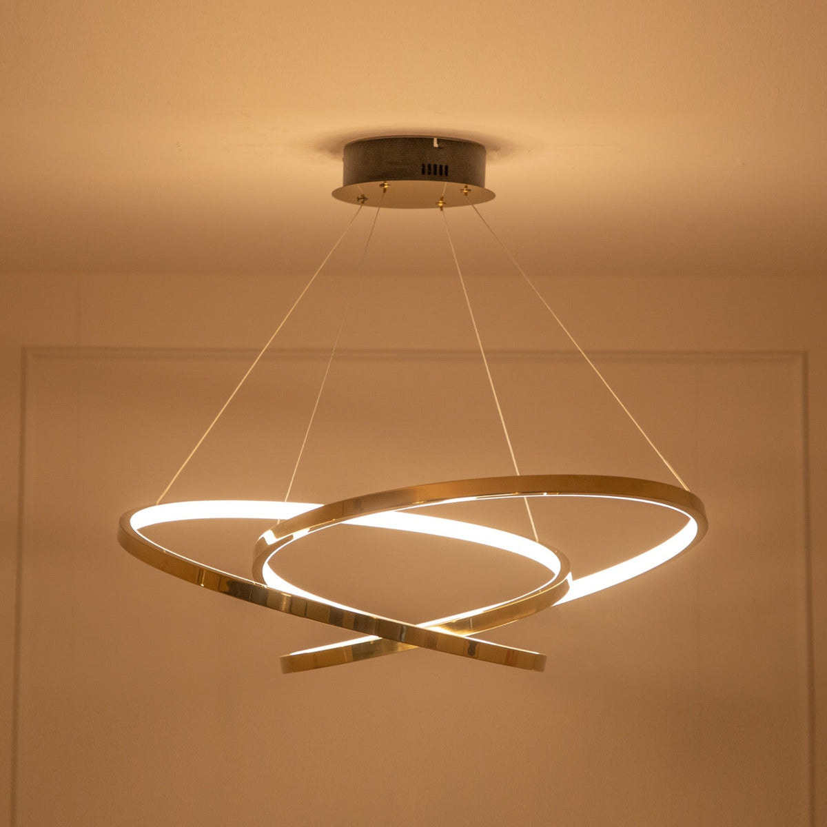 Shop Honour Gold Smart (Dimmable &amp; Remote) LED Chandelier Living