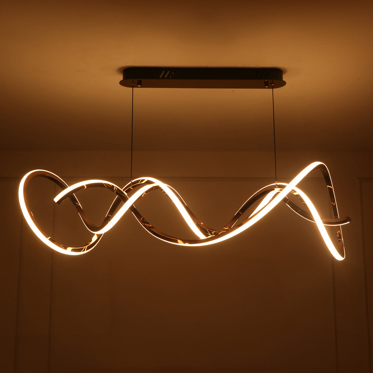 Shop LUX Rose Gold Smart ( Dimmable & Remote) LED Chandelier Dining Room