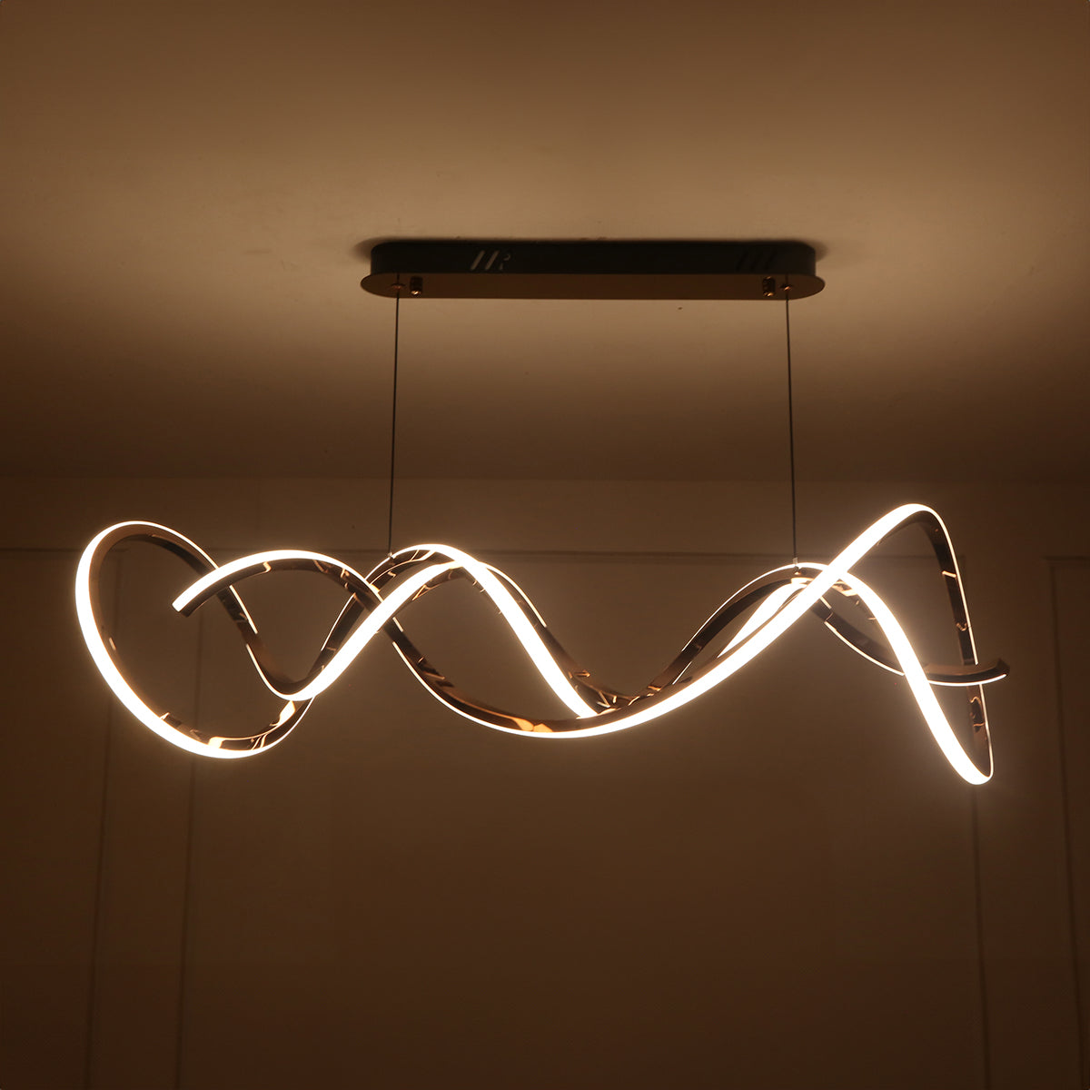 Shop LUX Rose Gold Smart ( Dimmable & Remote) LED Chandelier Living Room