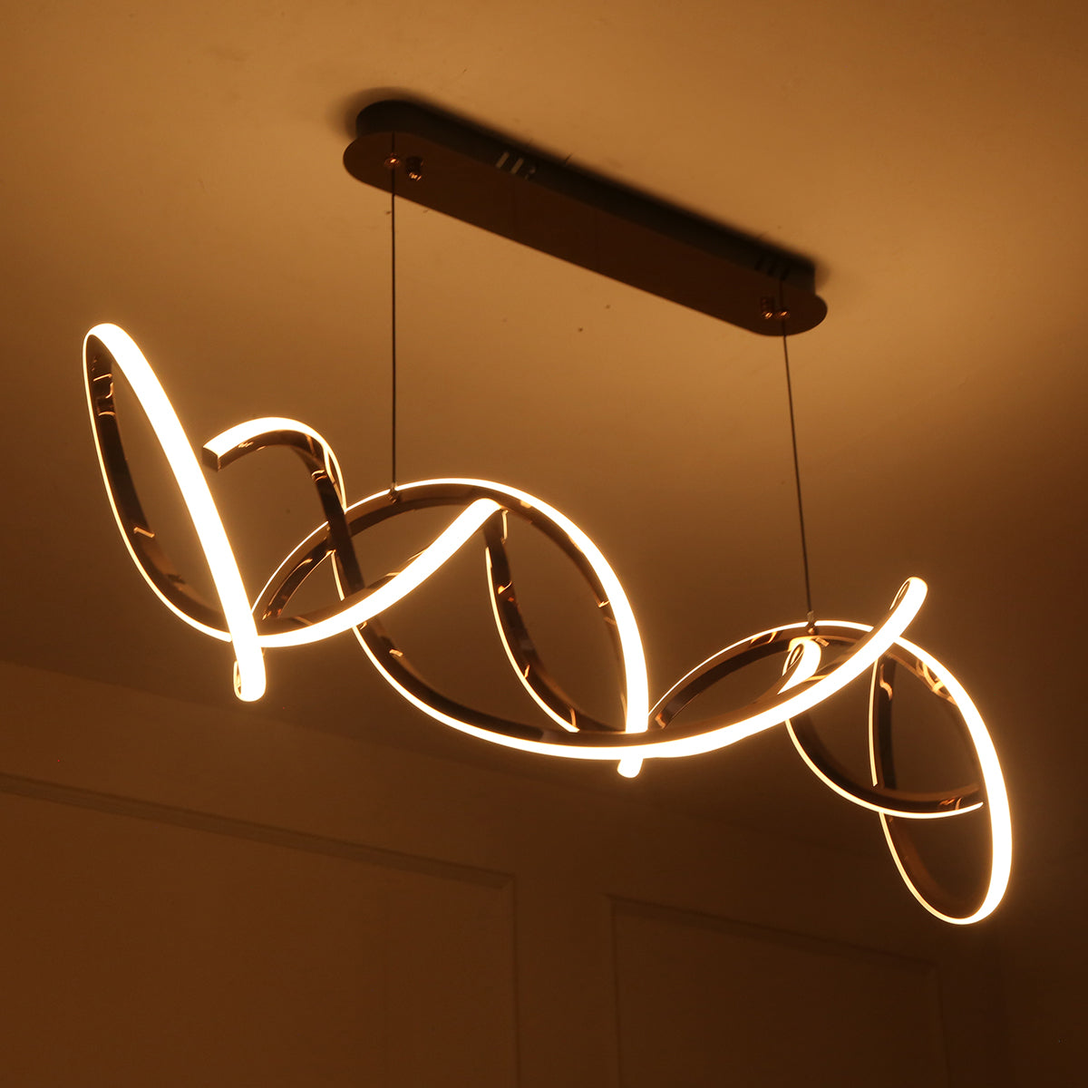 Shop LUX Rose Gold Smart ( Dimmable & Remote) LED Chandelier Online