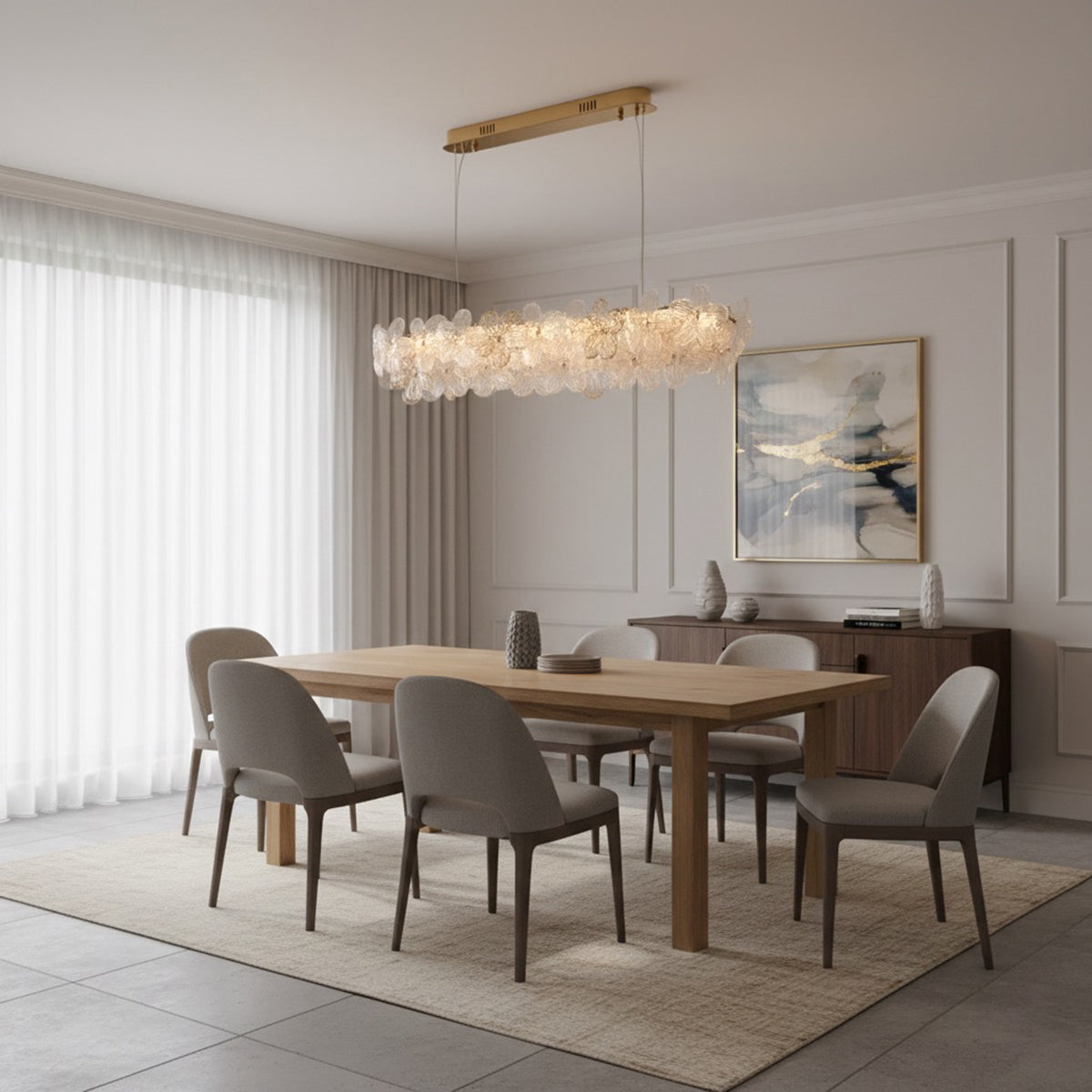 Shop Mystic Glow Smart ( Dimmable & Remote) Rectangle LED Chandelier Bangalore