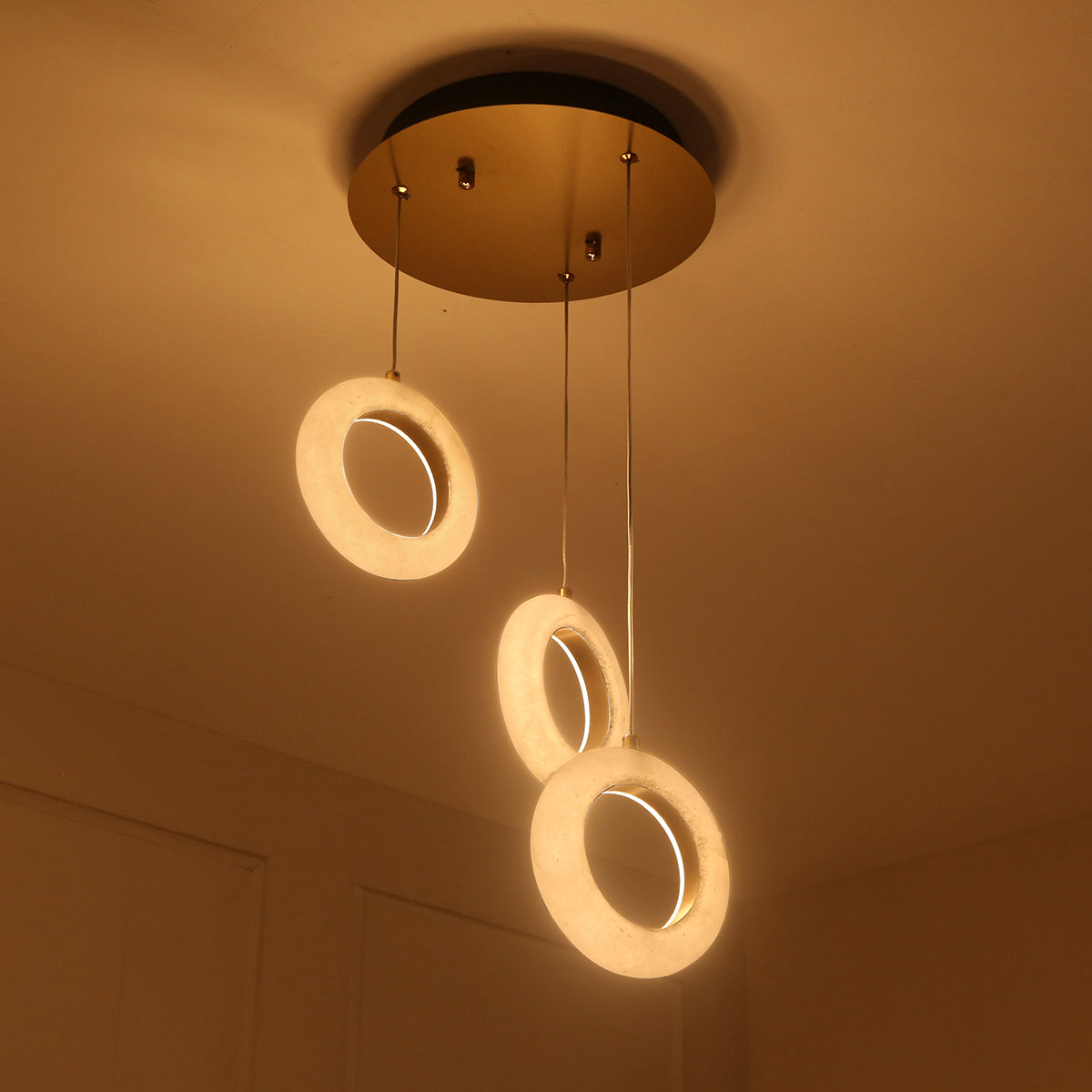 Shop Nature Lover 3 Light Marble LED Chandelier Bangalore