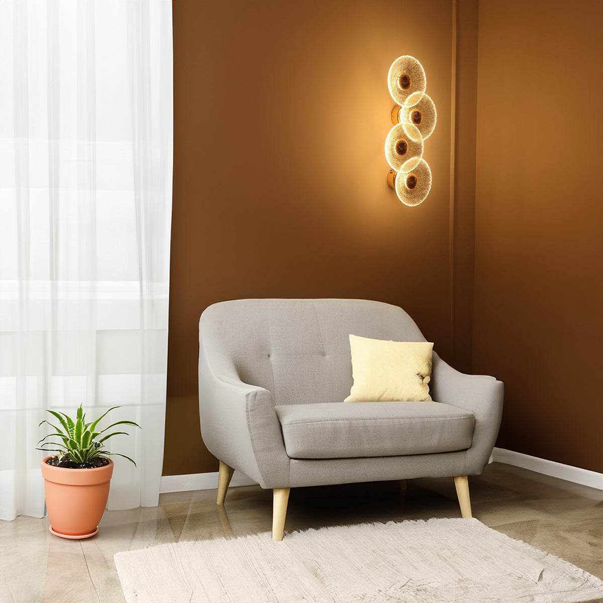Shop Show off 4-Glass (3 Colour) LED Wall Light  Bedroom
