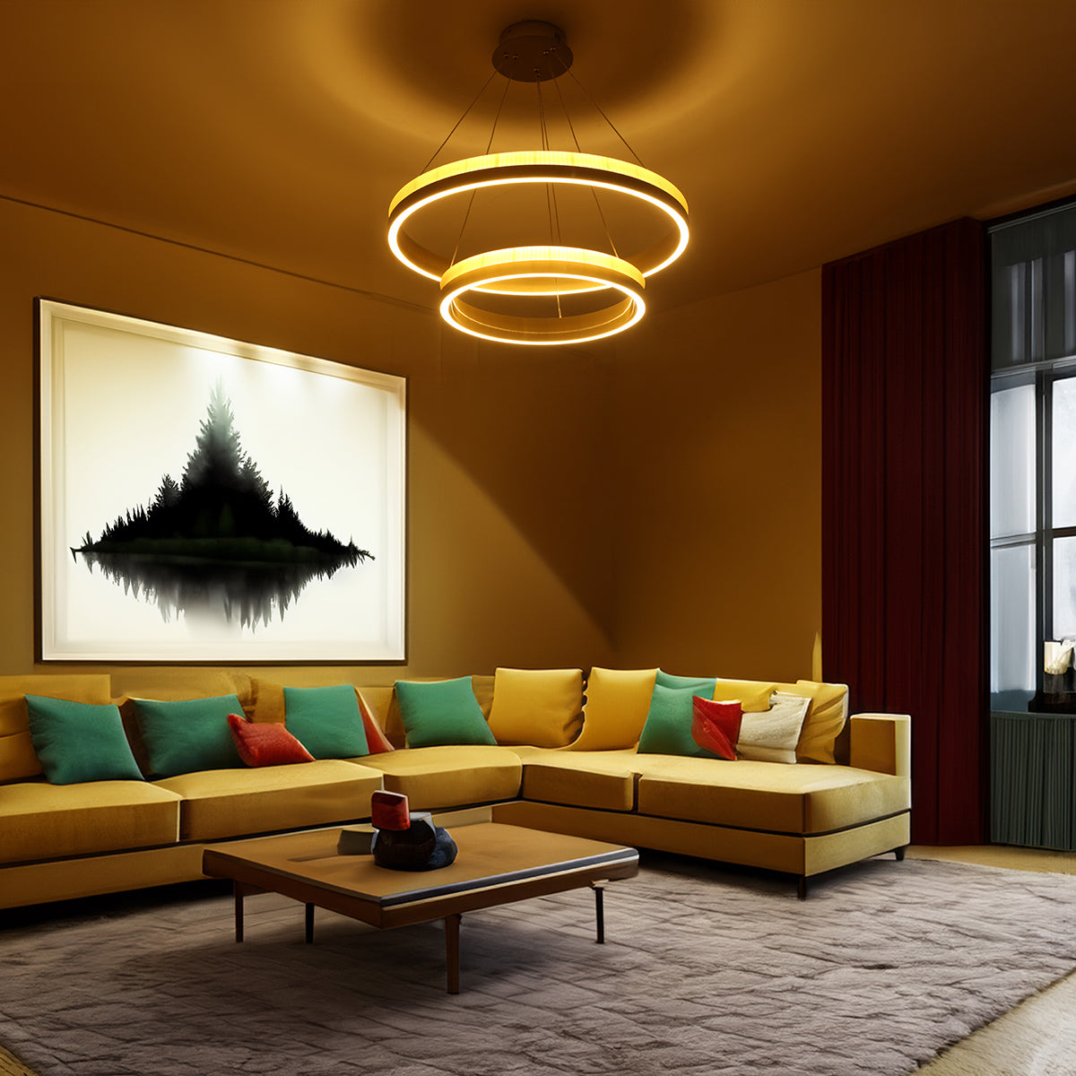 Shop Sophisticated Rings (3 Colour) LED Chandelier Living Room