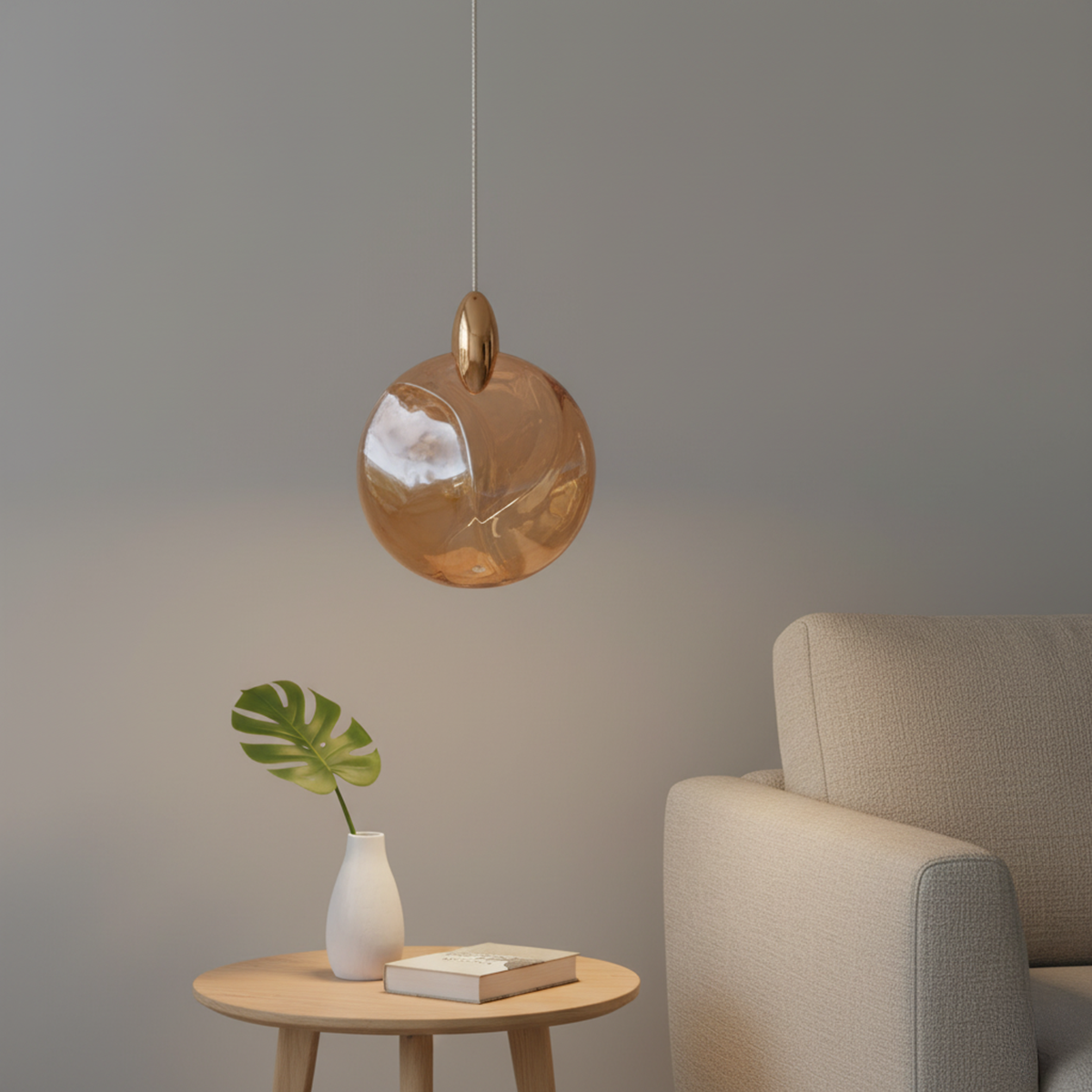 Shop Thoughtful Amber Glass LED Pendant Light Bangalore