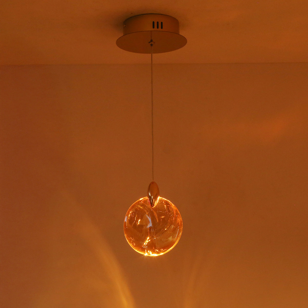 Shop Thoughtful Amber Glass LED Pendant Light Interior Lights