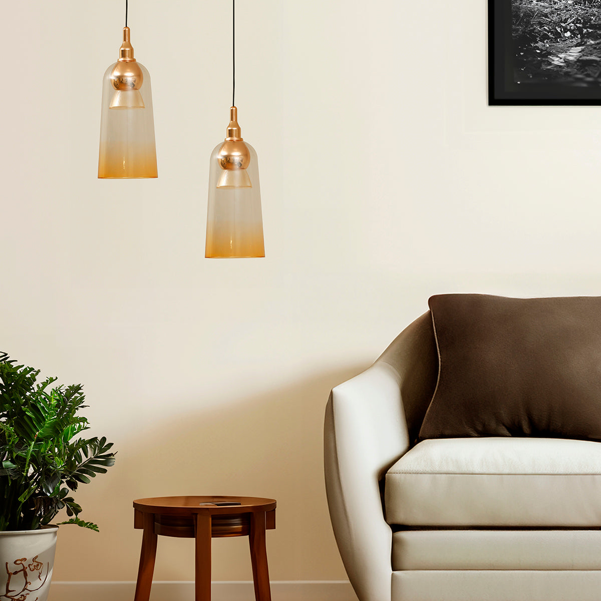 Trendy Sleek Amber LED Pendant Light