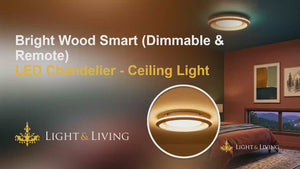 Buy Bright Wood Smart Dimmable Remote LED Chandelier Ceiling Light video