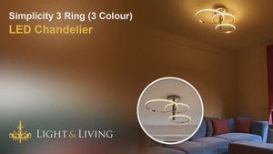 Simplicity 3 Ring (3 Colour) LED Chandelier Video