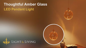 Thoughtful Amber Glass LED Pendant Light Video