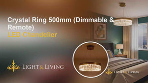 Buy Crystal Ring 500mm Dimmable Remote LED Chandelier video