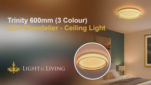 Buy Trinity 600mm 3 Colour LED Chandelier Ceiling Light size Video