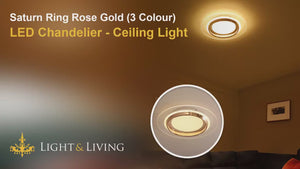 Saturn Ring Rose Gold (3 Colour) LED Chandelier - Ceiling Light Video