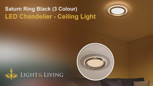 Saturn Ring Black (3 Colour) LED Chandelier - Ceiling Light Video