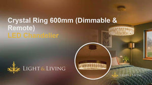 Buy Crystal Ring 600mm Dimmable Remote LED Chandelier video