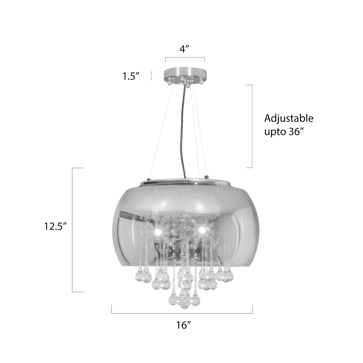 Buy Droplets Smoke 400mm LED Chandelier Living Room