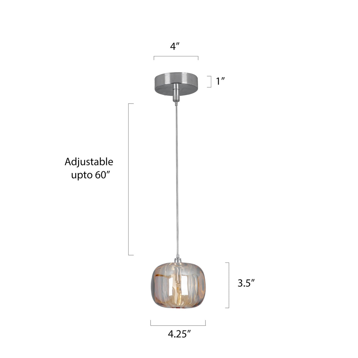 Buy Milan Amber LED Pendant Light size details