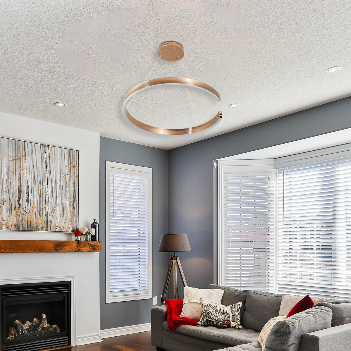 Shop C Shape 600mm RoseGold LED Chandelier Bedrooms