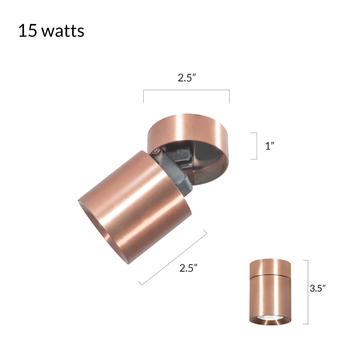 Veyron Copper Adjustable LED Spot Light 15w size