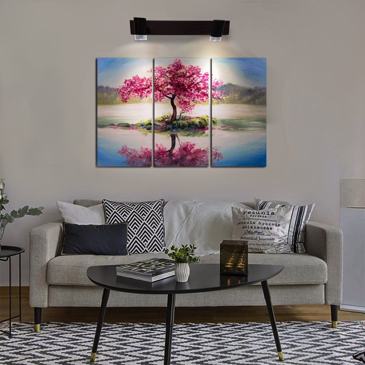 Wood Finish Double LED Picture Light Lamp
